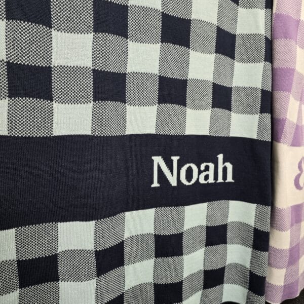 Custom Gingham Blanket dark blue blanket