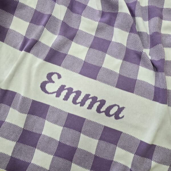 Custom Gingham Blanket with custom name Emma light pink