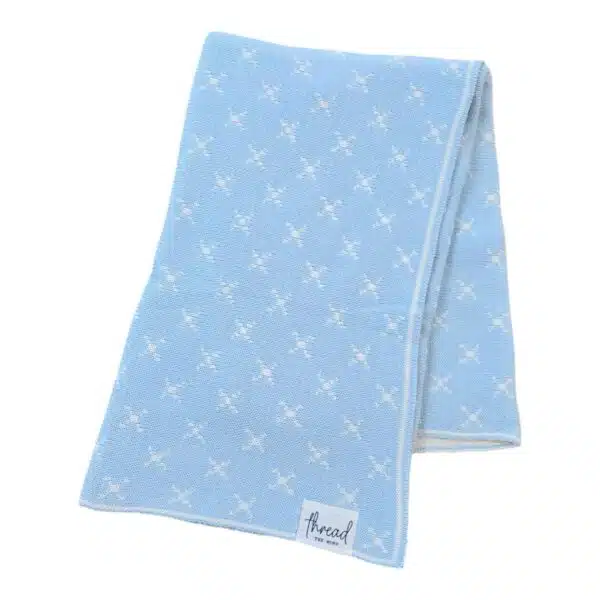 Premmie Blanket - Baby Blue Crosses