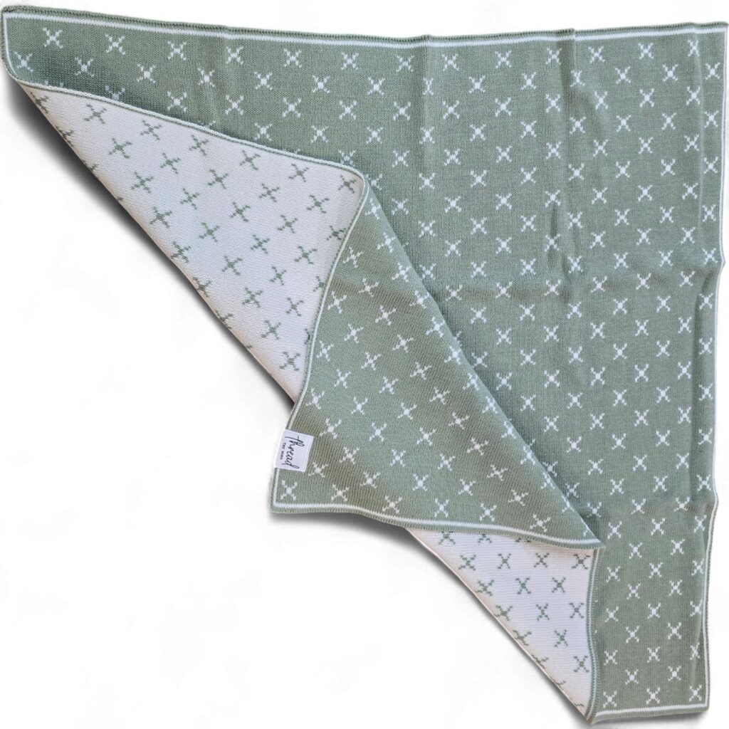 Premmie Blanket - Sage Crosses